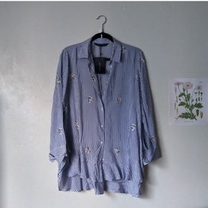 NWT Zara embroidered button up